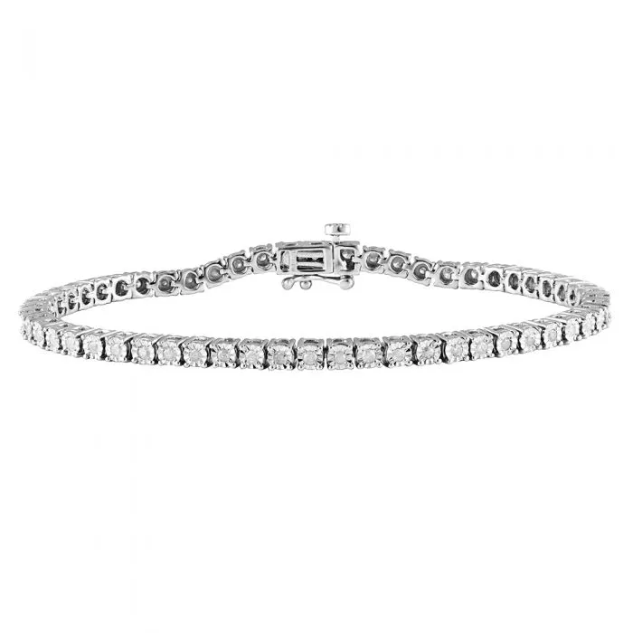 0.95 Carat Diamond Tennis Bracelet 18.5cm in Sterling Silver