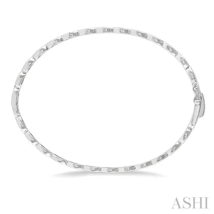 1/3 ctw Marquise Mount Round Cut Diamond Stackable Bangle in 14K White Gold