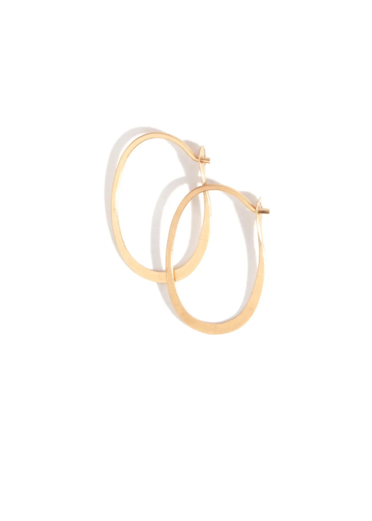 14k Gold Oval Hoop - Pair