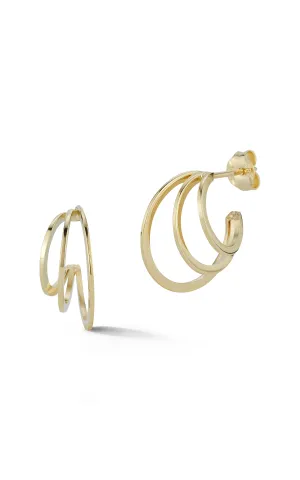 14K Gold Triple Hoop Earring