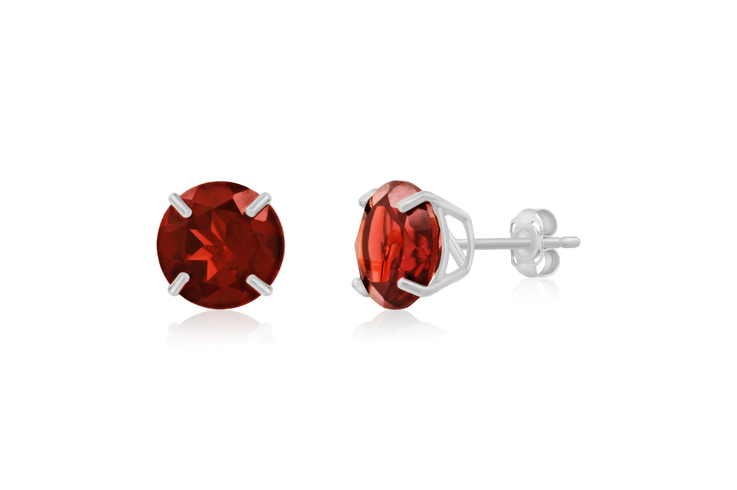 14k White Gold 9mm Round Cut Gemstone Stud Earrings