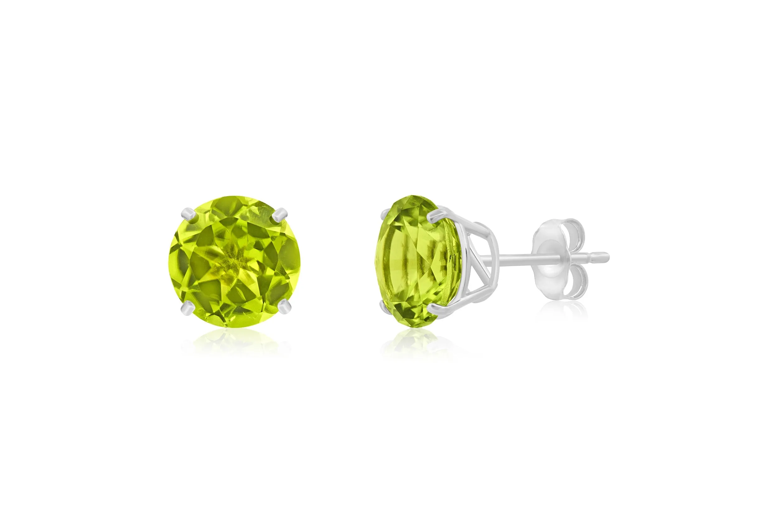 14k White Gold 9mm Round Cut Gemstone Stud Earrings