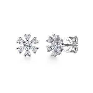 14K White Gold Diamond Stud Earrings - EG14275W45JJ