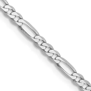 14k White Gold Polished 2.75m Flat Figaro Chain