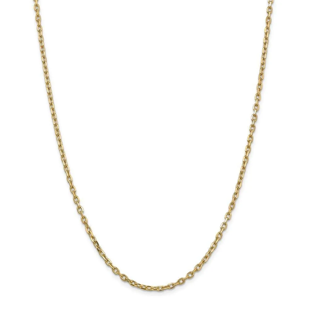 14k Yellow Gold 3.00mm Round Link Cable Chain