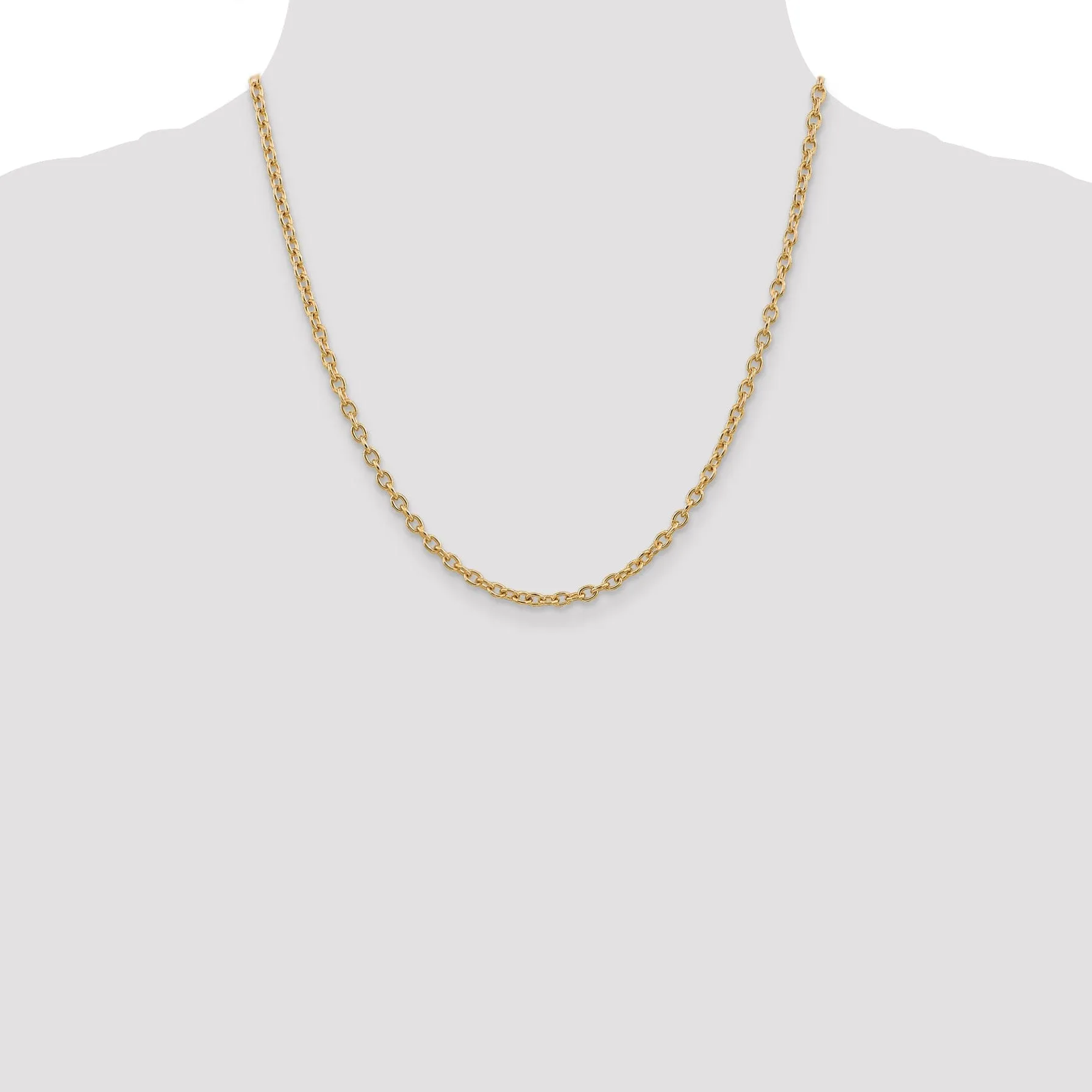 14k Yellow Gold 3.20mm Round Link Cable Chain