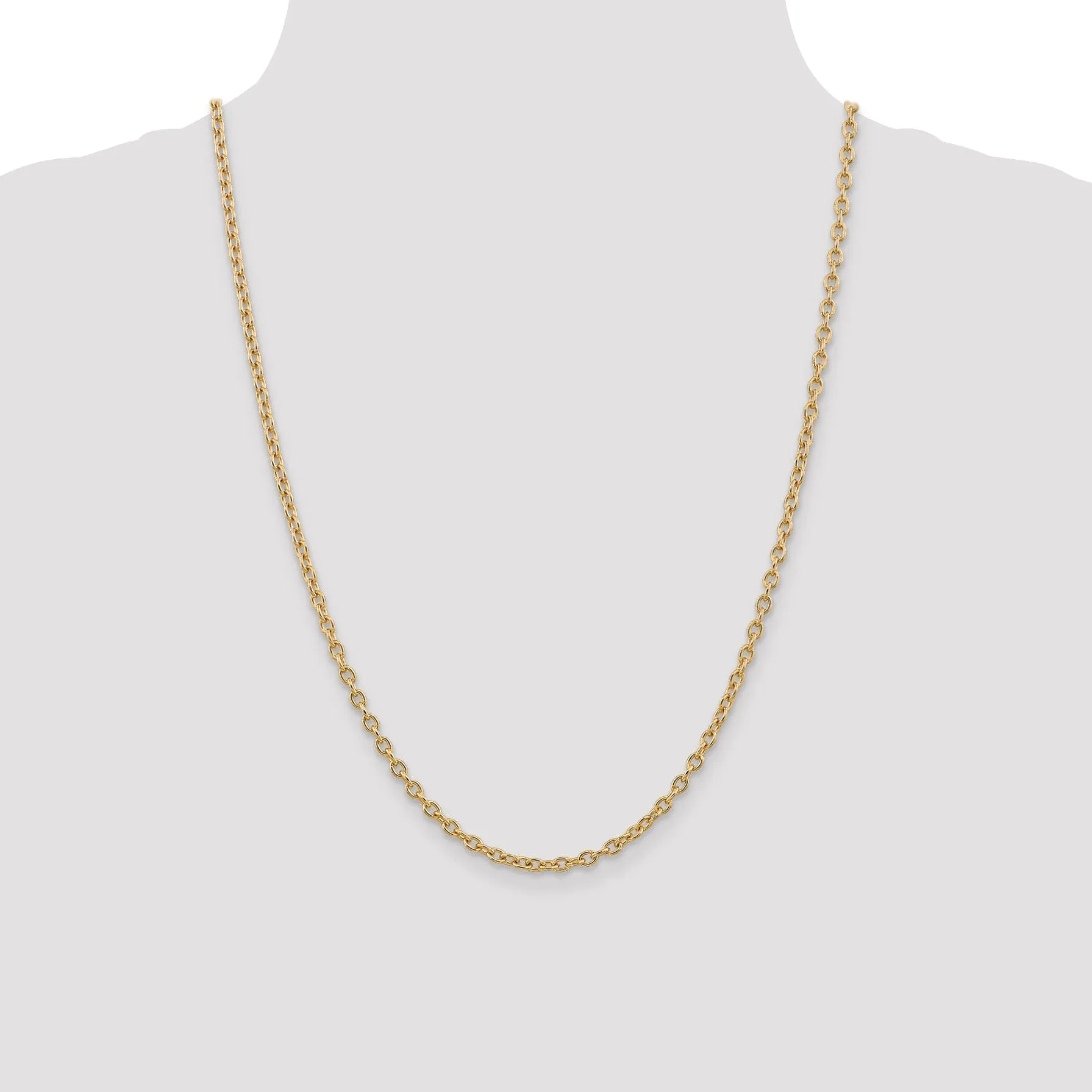 14k Yellow Gold 3.20mm Round Link Cable Chain