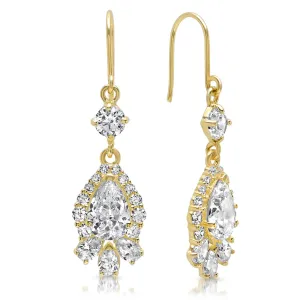 14K Yellow Gold Multi-Shaped Cubic Zirconia Dangle Earring