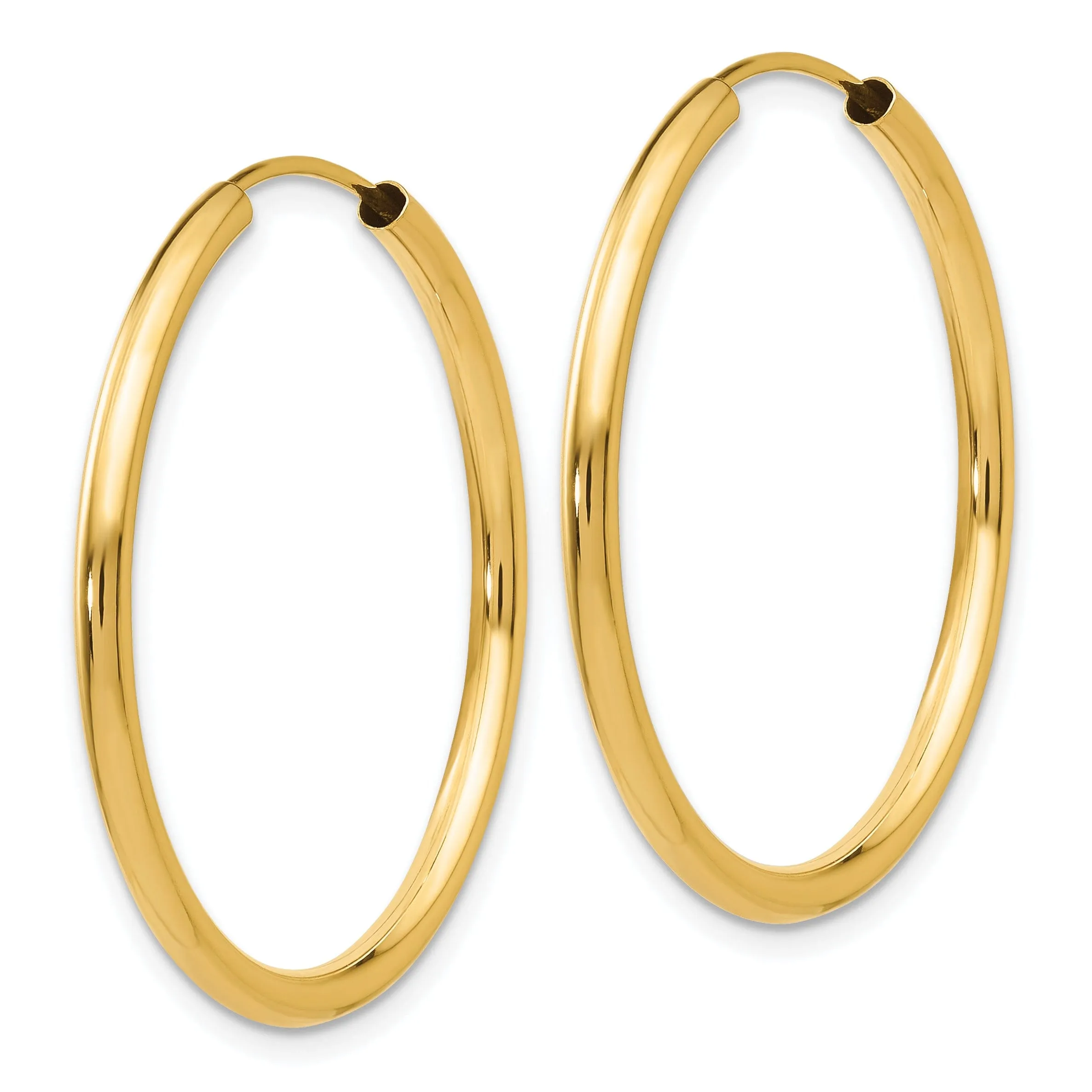 14k Yellow Gold Polished Endless Hoops 2mm x 30mm