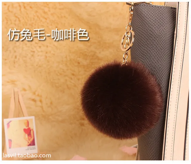 18 color trinket Keychain pompons keychains fake fur Keychain pompom pumpon chik Keychain furllaveros pompom llaveros mujer 1pcs