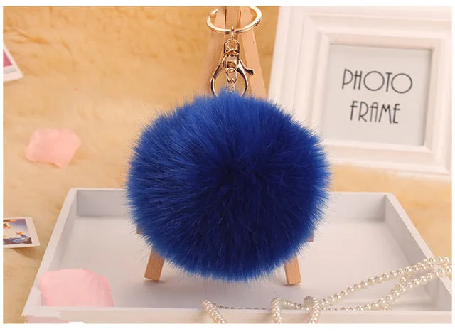 18 color trinket Keychain pompons keychains fake fur Keychain pompom pumpon chik Keychain furllaveros pompom llaveros mujer 1pcs