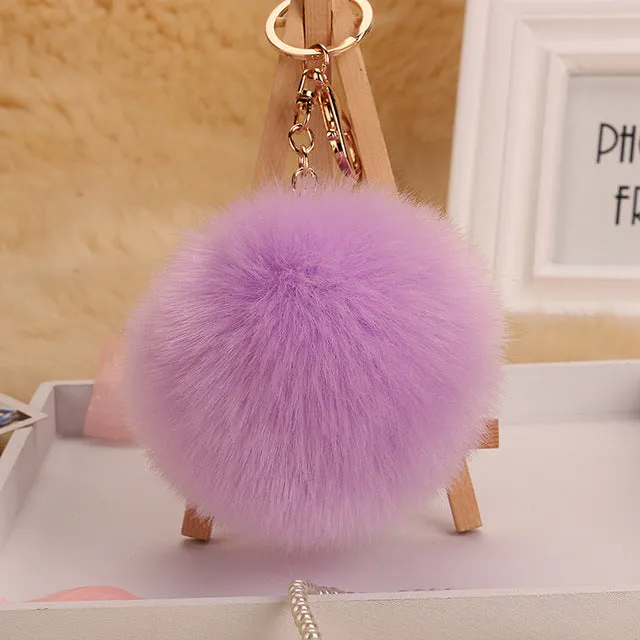 18 color trinket Keychain pompons keychains fake fur Keychain pompom pumpon chik Keychain furllaveros pompom llaveros mujer 1pcs