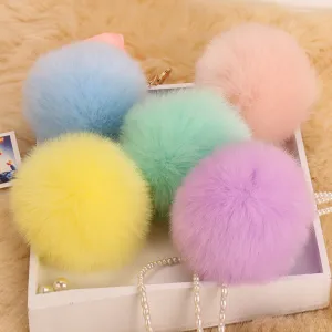 18 color trinket Keychain pompons keychains fake fur Keychain pompom pumpon chik Keychain furllaveros pompom llaveros mujer 1pcs