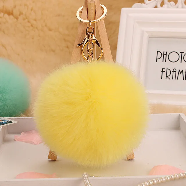 18 color trinket Keychain pompons keychains fake fur Keychain pompom pumpon chik Keychain furllaveros pompom llaveros mujer 1pcs