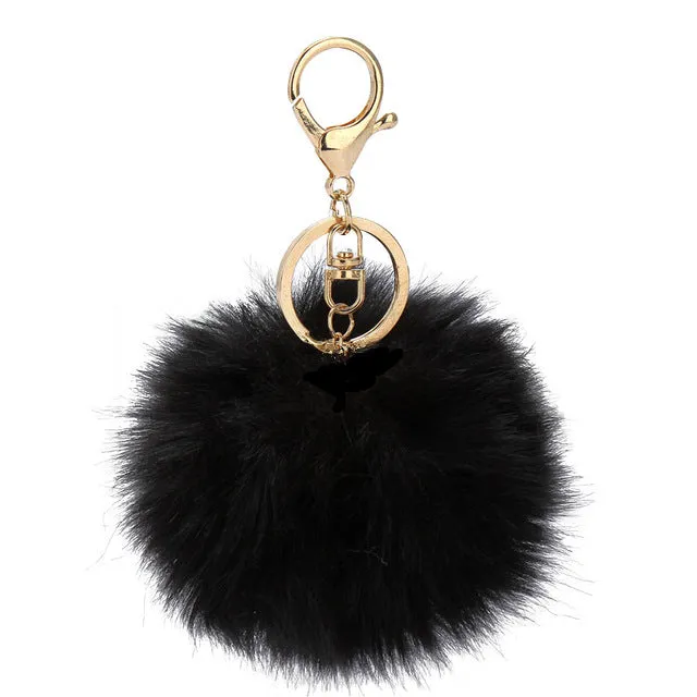 18 color trinket Keychain pompons keychains fake fur Keychain pompom pumpon chik Keychain furllaveros pompom llaveros mujer 1pcs