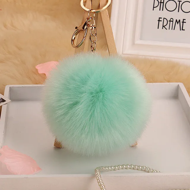 18 color trinket Keychain pompons keychains fake fur Keychain pompom pumpon chik Keychain furllaveros pompom llaveros mujer 1pcs