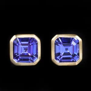 18K Yellow Gold 2.72 CTW Tanzanite Stud Earrings