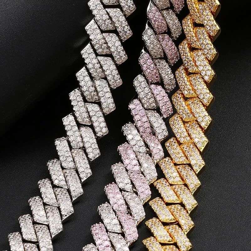 2 Row 12mm Iced Out Necklace Diamonds Cuban Link 5A Cubic Zirconia Clasp