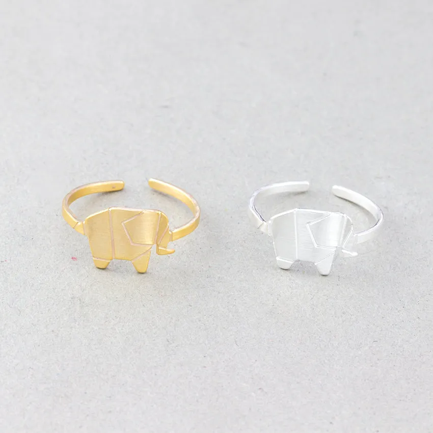 2018 Unique Origami Elephant Rings For Women