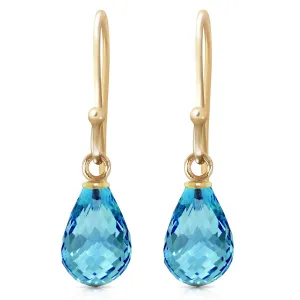 2.7 Carat 14K Solid Yellow Gold Effortless Blue Topaz Earrings