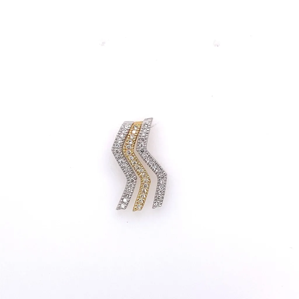 3 Two tone Lighting bolt Pendant 14kt White And Yellow Gold