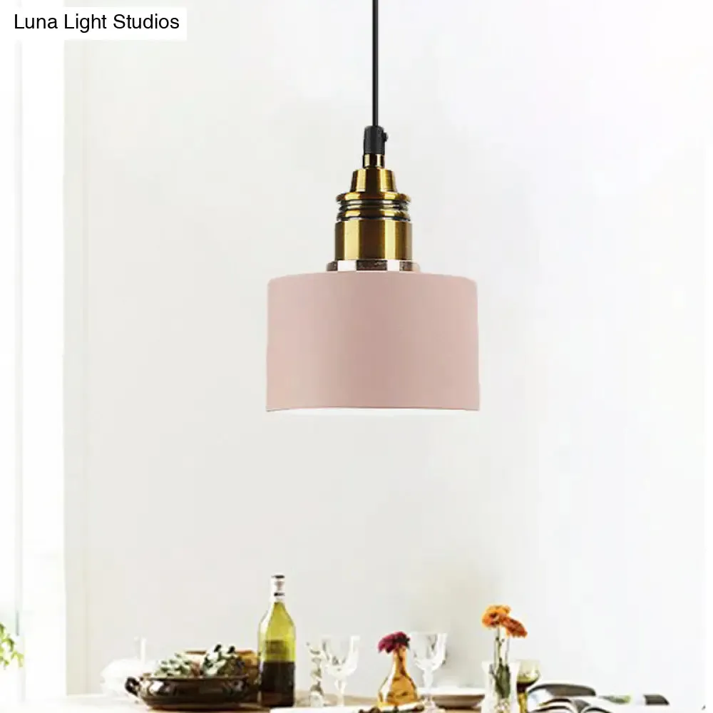 5"/12" Wide Round Pendant Lamp Macaron Loft Metal Lighting with Brass Socket for Corridor