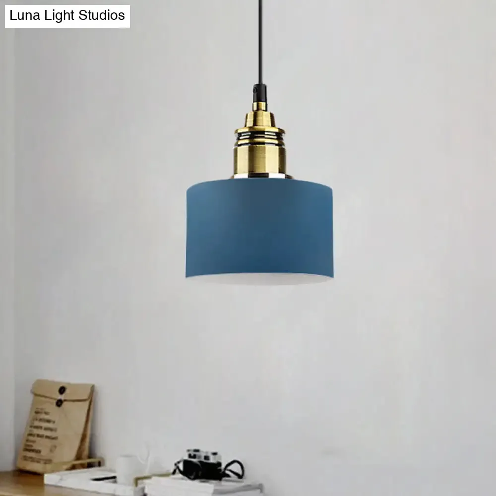 5"/12" Wide Round Pendant Lamp Macaron Loft Metal Lighting with Brass Socket for Corridor