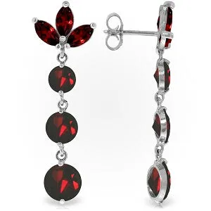 8.7 Carat 14K Solid White Gold Dangling Earrings Natural Garnet