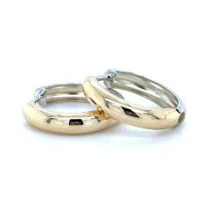 9ct Gold Two Tone Clicker Hoop Earrings