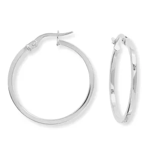 9ct White Gold Hoop Earrings