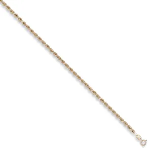 9ct Yellow Gold Hollow 3.2mm 7 Inch Rope Bracelet 2.1g