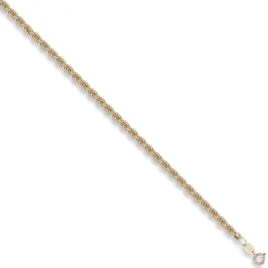 9ct Yellow Gold Hollow 4.3mm 7 Inch Rope Bracelet 3.6g