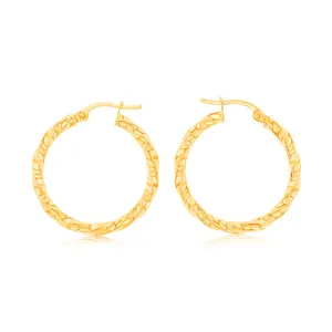 9ct Yellow Gold twist 20mm Hoops Earrings