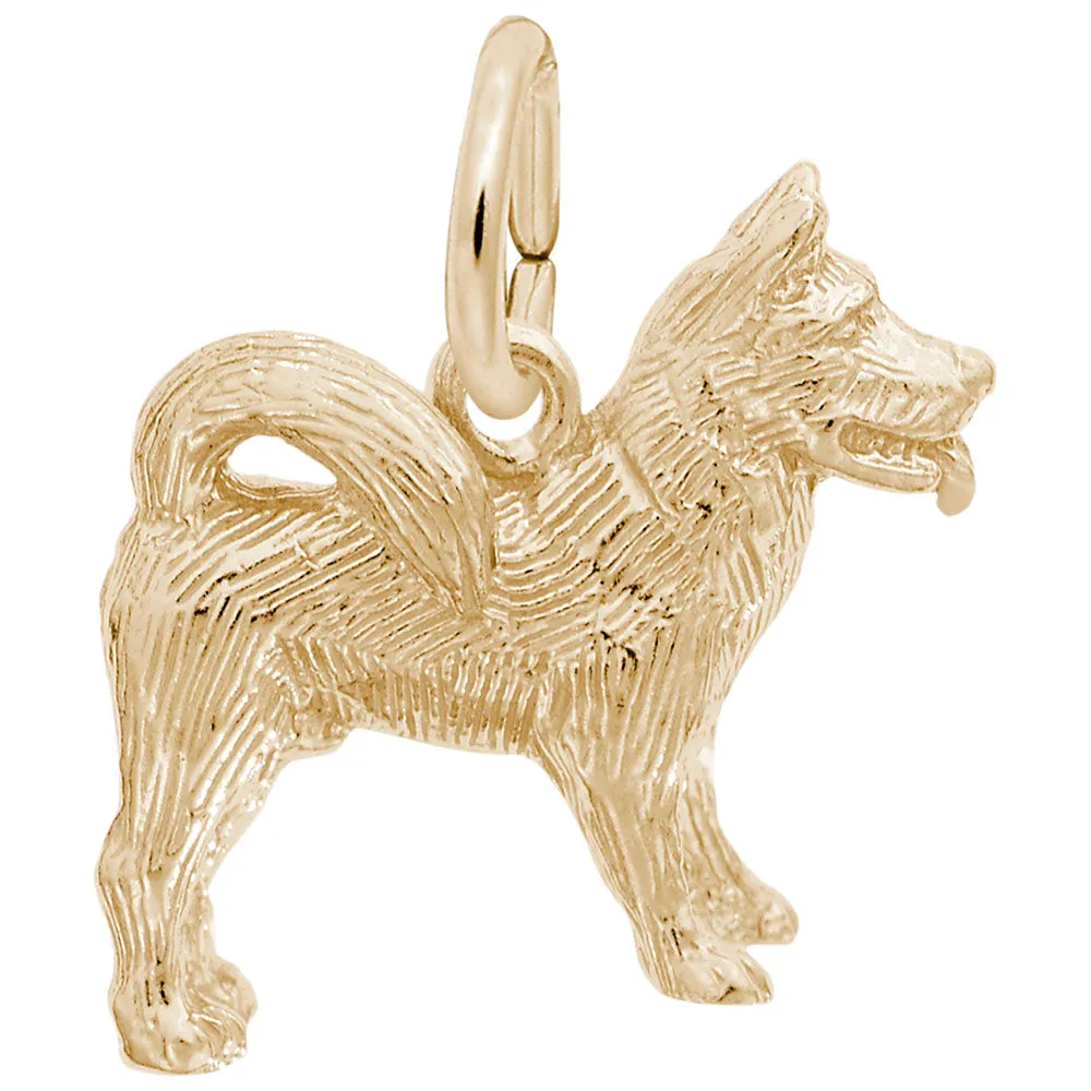 Akita Charm In Yellow Gold