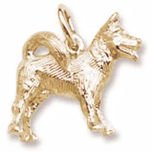 Akita Charm In Yellow Gold