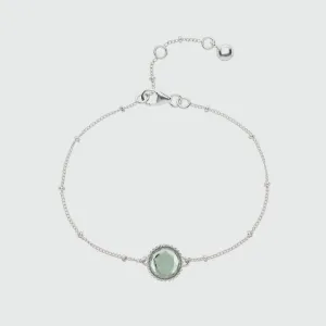 Barcelona Silver August Green Amethyst Birthstone Bracelet