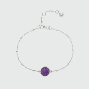 Barcelona Silver February Amethyst Birthstone Bracelet