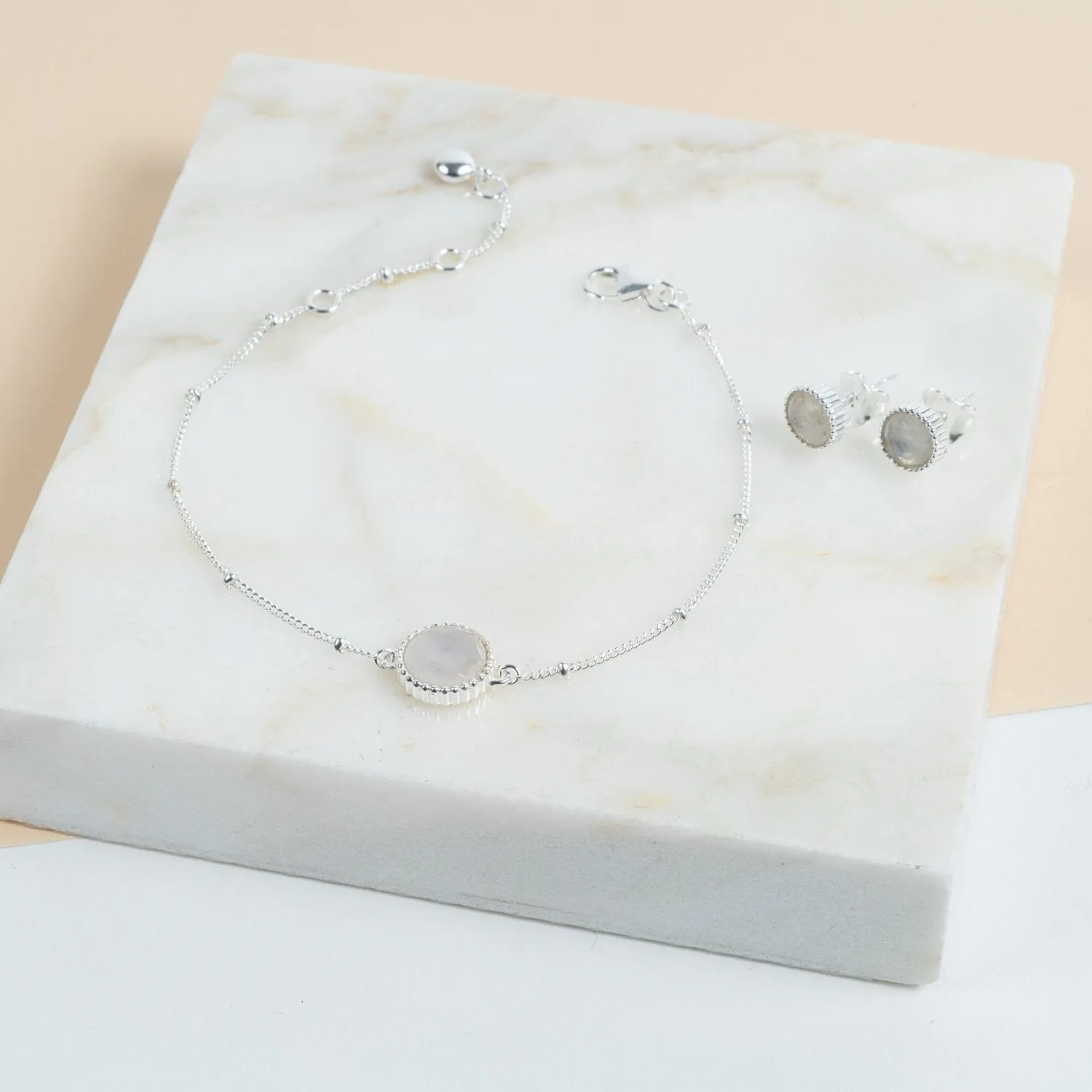 Barcelona Silver June Moonstone Birthstone Bracelet