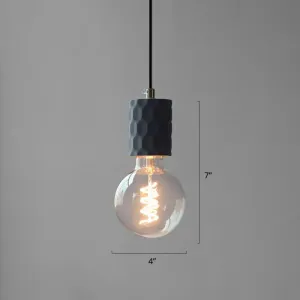 Bare Bulb Hanging Light Fixture - Minimalist Cement 1-Light Black Pendant Light for Restaurants