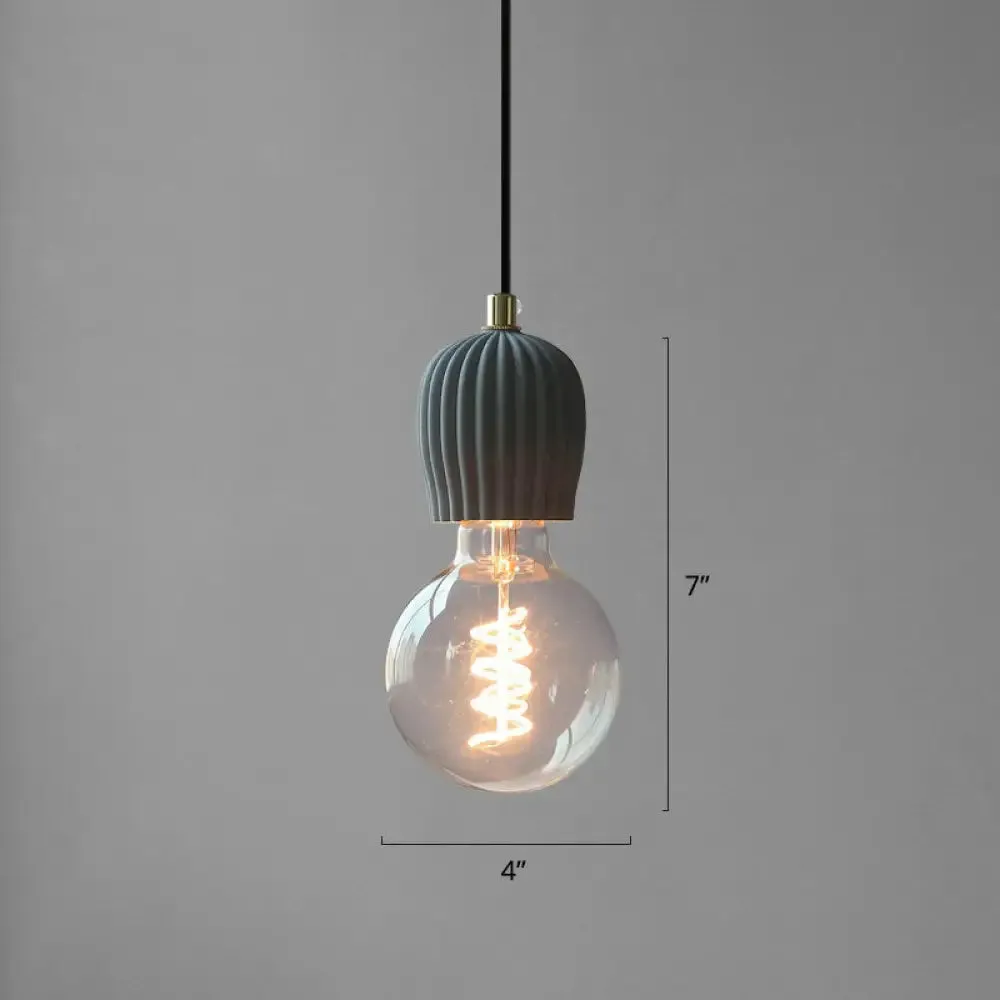 Bare Bulb Hanging Light Fixture - Minimalist Cement 1-Light Black Pendant Light for Restaurants