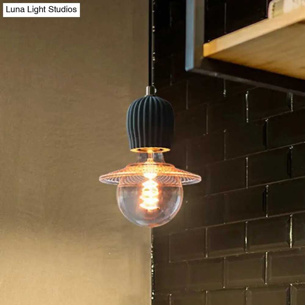 Bare Bulb Hanging Light Fixture - Minimalist Cement 1-Light Black Pendant Light for Restaurants