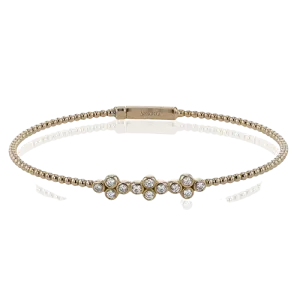 Beaded Bangle in 18k Gold with Diamonds