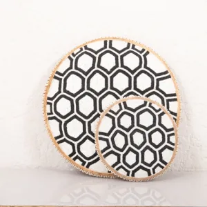 Beaded Cameroon Shield Black & White | Hexagon Dark Design