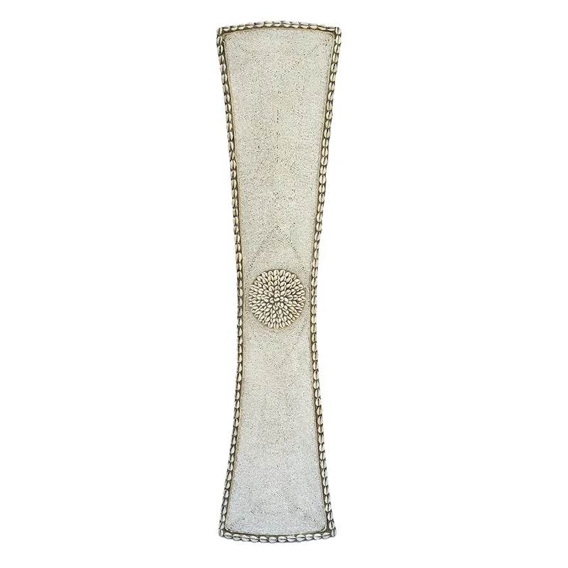 Beaded Cameroon Shield Long 02 - White