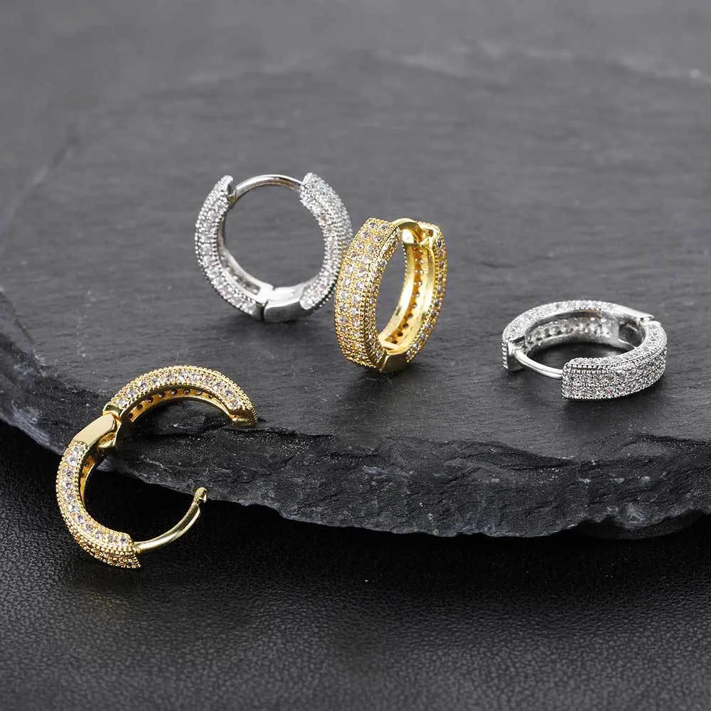 Bezel Iced Hoop Earrings