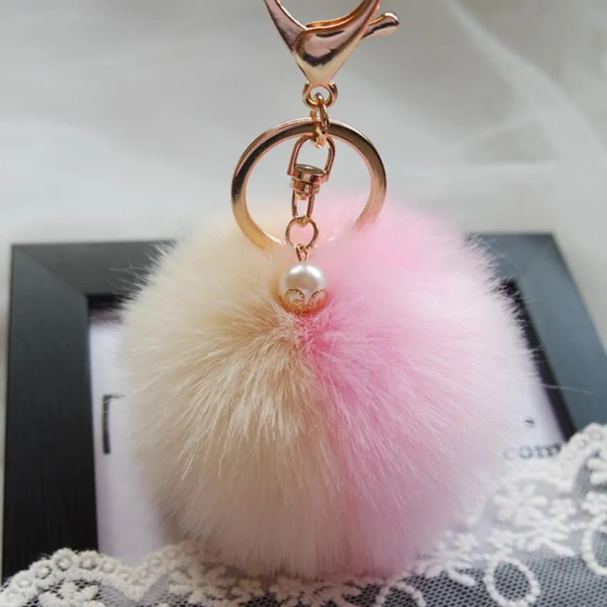 Big Sale !Faux Rabbit Fur Ball Keychain for Bag Plush Car Key Ring Car Key Pendant Amzing