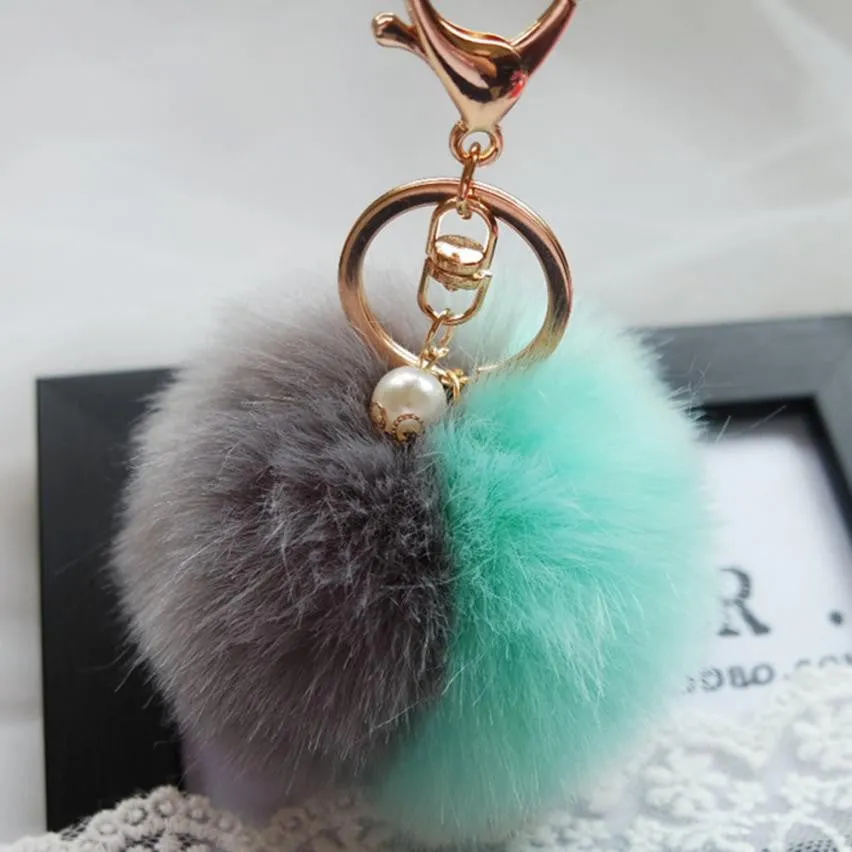 Big Sale !Faux Rabbit Fur Ball Keychain for Bag Plush Car Key Ring Car Key Pendant Amzing