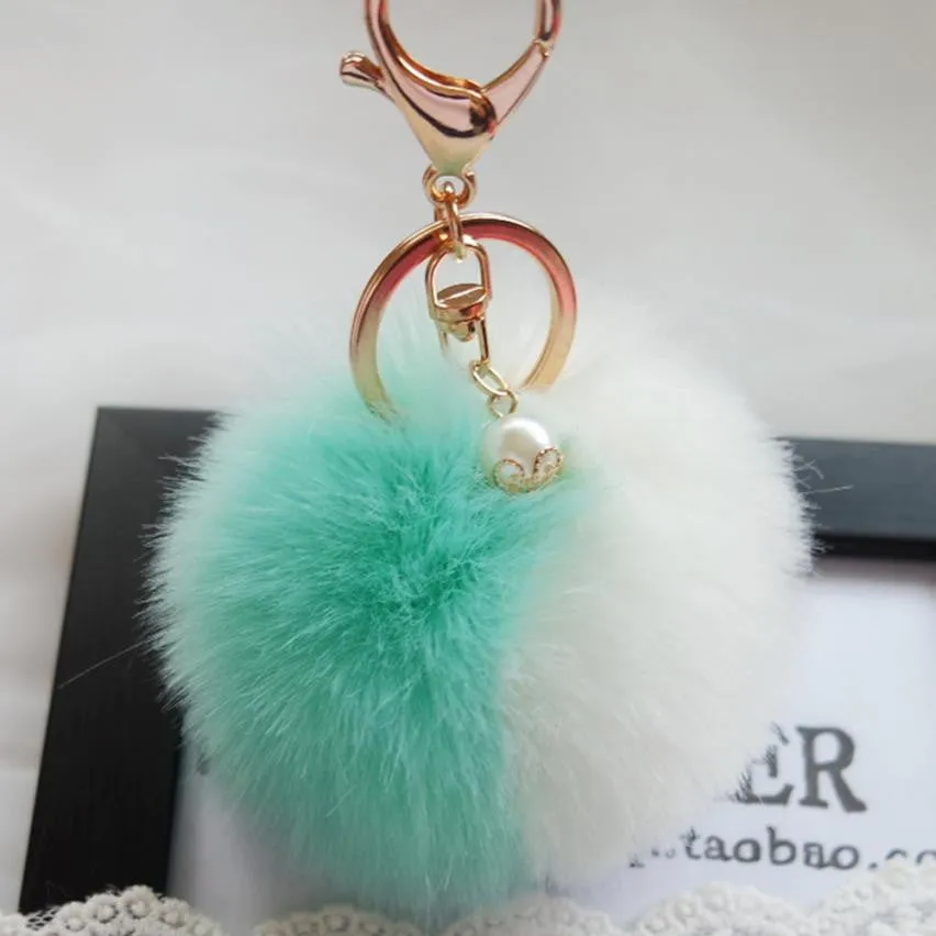 Big Sale !Faux Rabbit Fur Ball Keychain for Bag Plush Car Key Ring Car Key Pendant Amzing