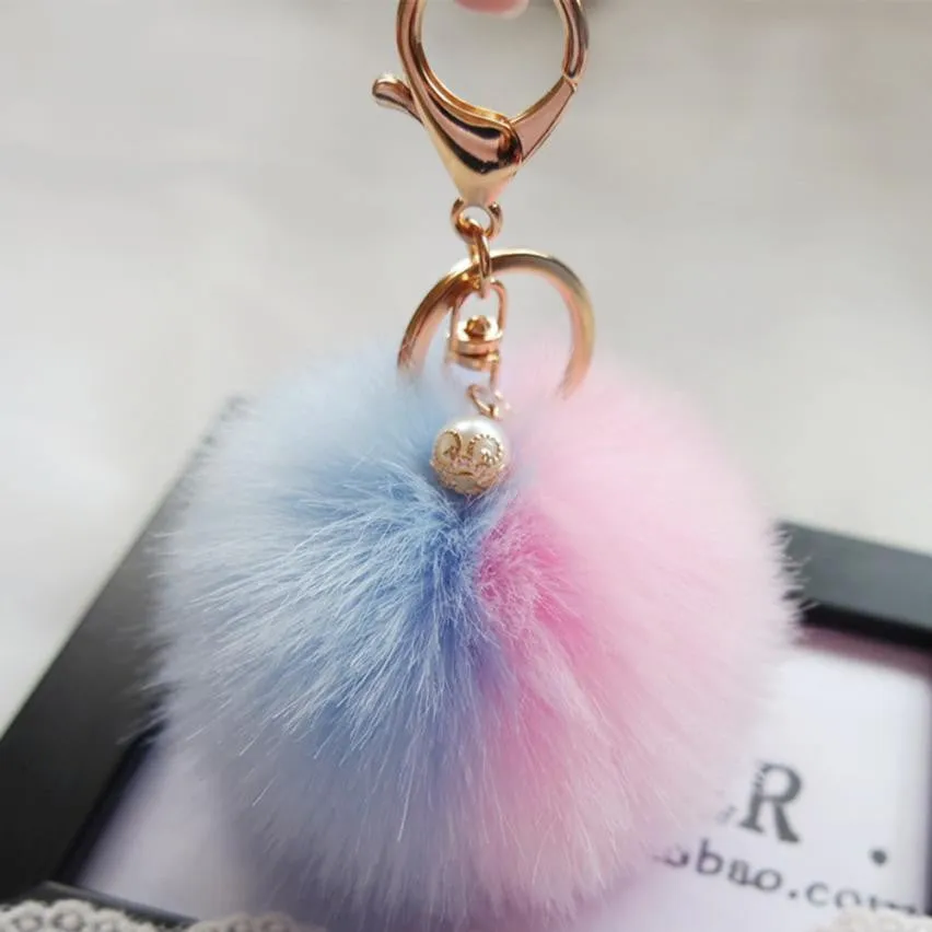 Big Sale !Faux Rabbit Fur Ball Keychain for Bag Plush Car Key Ring Car Key Pendant Amzing