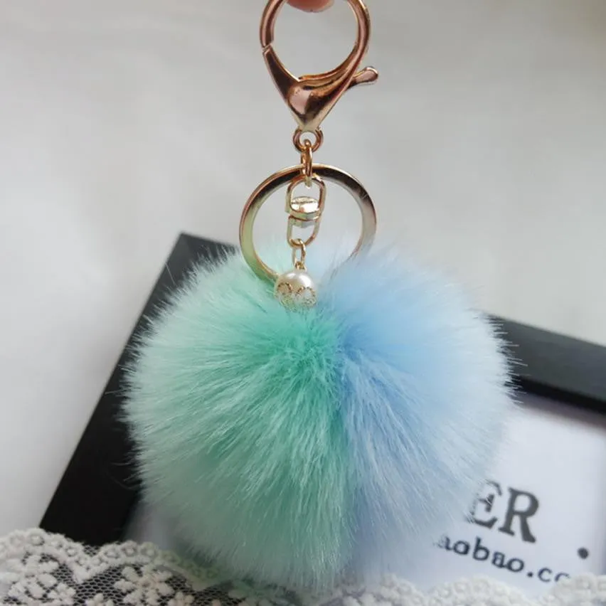 Big Sale !Faux Rabbit Fur Ball Keychain for Bag Plush Car Key Ring Car Key Pendant Amzing